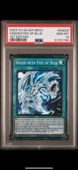 2023 PSA 10 YUGIOH MP23 SECRET RARE VISION WITH EYES OF BLUE 💫 - Image 1