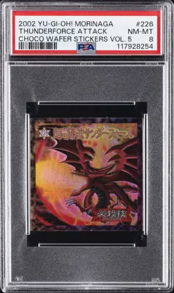 2002 YU-GI-OH! MORINAGA CHOCOLATE WAFER STICKERS THUNDERFORCE ATTACK PSA 8 - Image 1
