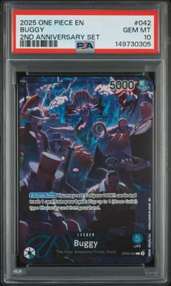 2025 ONE PIECE ENGLISH VERSION 2ND ANNIVERSARY SET #042 BUGGY PSA 10 - Image 1