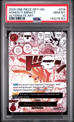2025 ONE PIECE OP11-A FIST OF DIVINE SPEED ALTERNATE ART HONESTY IMPACT PSA 10 - Image 1