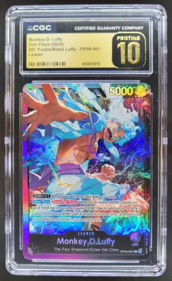 2025 ONE PIECE MONKEY D. LUFFY PURPLE/BLACK LEADER OP09-061 CGC 10 PRISTINE B PT - Image 1