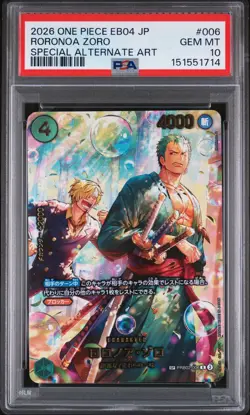 2026 ONE PIECE JPN EB04-EGGHEAD CRISIS SPECIAL ALT ART RORONOA ZORO PSA 10 - Image 1