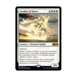 WOTC MtG Core Set 2020 Cavalier of Dawn (MR) (Foil) EX - Image 1