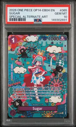 2026 ONE PIECE THE AZURE SEA'S SEVEN SPECIAL ALT ART #065 SUGAR PSA 10 - Image 1