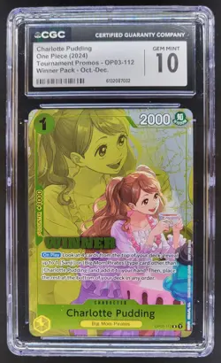 2024 ONE PIECE CHARLOTTE PUDDING TOURNAMENT PROMO OP03-112 CGC 10 RC7 - Image 1
