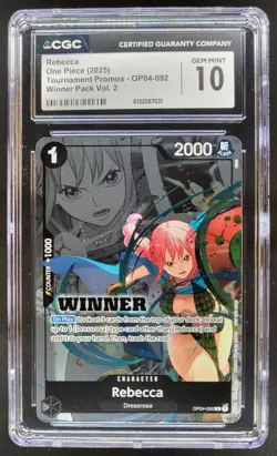 2025 ONE PIECE REBECCA TOURNAMENT PROMO OP04-092 CGC 10 RC7 - Image 1