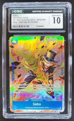 2025 ONE PIECE SABO RARE ALT ART OP10-049 CGC 10 B PT - Image 1