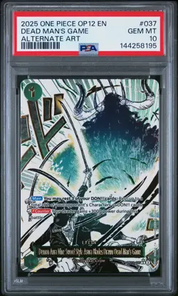 2025 ONE PIECE OP12- LEGACY OF THE MASTER ALT ART #037 DEAD MAN'S GAME PSA 10 - Image 1