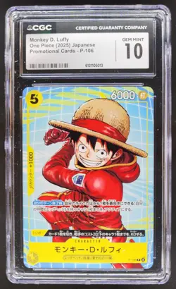 2025 ONE PIECE JP MONKEY D. LUFFY PROMO P-106 CGC 10 RC7 - Image 1