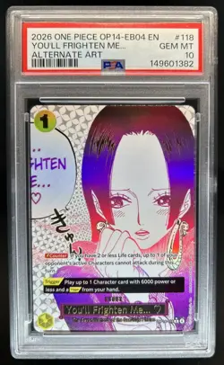 2026 One Piece You'll Frighten Me... U Rare Alt Art #OP14-118 PSA 10 GEM MINT - Image 1