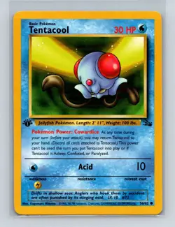 Tentacool Pokemon 1st Edition Fossil #56 Pokemon Card NM - Image 1