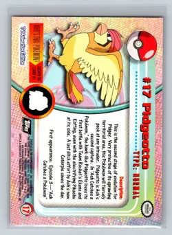Pidgeotto 1999 Topps Pokemon TV Card #17 NM - LP - Image 2