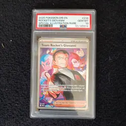 2025 POKEMON DRI EN-DESTINED RIVALS SIR #238 TEAM ROCKET'S GIOVANNI PSA GEM 10 - Image 1