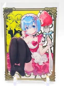Goddess Story - Gold Metal Waifu Card - Rem - NUMBERED 111/200 - Image 1
