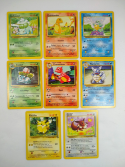 Vintage Pokemon Base Set Card Lot – Starters Pikachu Eevee Bulbasaur Charmander - Image 1