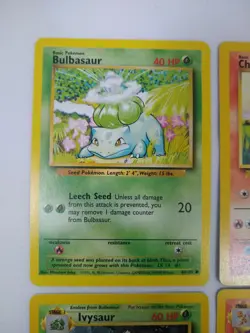 Vintage Pokemon Base Set Card Lot – Starters Pikachu Eevee Bulbasaur Charmander - Image 2