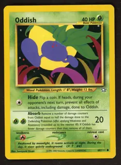 Pokemon TCG Neo Genesis Common Card Oddish 68/111 MP - Image 1