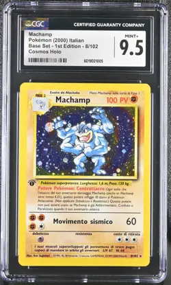 CGC 9.5 Machamp Italian Base Set 1st Edition 8/102 Cosmos Holo Pokemon Card - Image 1