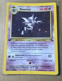 Pokemon TCG Haunter 1st Edition Holo Card Fossil, 6/62, Holographic Rare - Image 1
