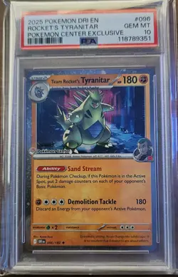 Team Rocket's Tyranitar (Pokemon Center Exclusive) 096/182 PSA 10 - Image 1