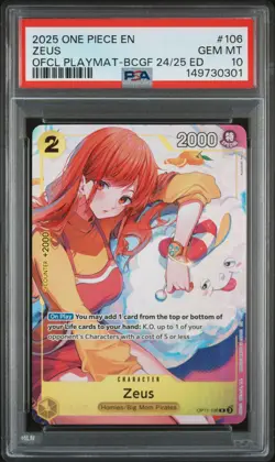 2025 ONE PIECE BANDAI CARD GAMES FEST 24-25 EDITION PROMO ZEUS PSA 10 - Image 1