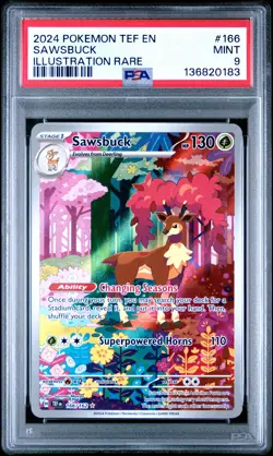 Sawsbuck 166/162 Pokemon Card - Temporal Forces Illustration Rare - PSA 9 - Image 1