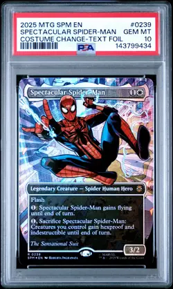 2025 MAGIC THE GATHERING MARVEL'S SPIDER-MAN #0239 SPECTACULAR SPIDER-MAN PSA 10 - Image 1