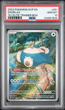 2023 POKEMON SVP EN-SV BLACK STAR PROMO 151 ELITE TRAINER BOX SNORLAX PSA 10 - Image 1