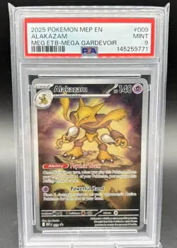ALAKAZAM #009 BLACK STAR PROMO MEGA ETB GARDEVOIR 2025 POKEMON MEP PSA 9 - Image 1