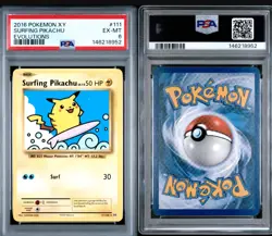 2016 POKEMON XY EVOLUTIONS #111 SURFING PIKACHU PSA 6 - Image 1