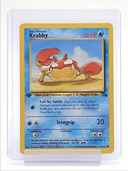 KRABBY 1999 POKEMON ORIGINAL FOSSIL 1ST EDITION COMMON H 51/62 Q2045 - Image 1