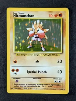 1999 Pokemon HITMONCHAN #7/102 Base Set Unlimited Galaxy Star Holo Rare English - Image 1