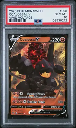 2020 POKEMON SWORD & SHIELD VIVID VOLTAGE #098 COALOSSAL V PSA 10 - Image 1