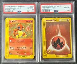 2002 Pokemon TCG JPN McDonald's 004/018 Charmander Fire Energy Holo PSA 10 Lot*2 - Image 1
