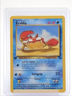 KRABBY 1999 POKEMON ORIGINAL FOSSIL 1ST EDITION COMMON G 51/62 Q2045 - Image 1