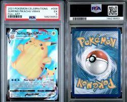 2021 POKEMON CELEBRATIONS #009 FULL ART/SURFING PIKACHU VMAX PSA 5 - Image 1