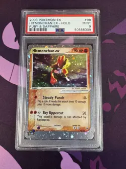 Pokemon Hitmonchan ex EX Ruby & Sapphire Holo Ultra Rare #98 PSA 9 Mint - Image 1