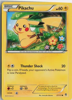 Pikachu 27/111 Common Furious Fists Pokemon Lightly Played - Image 1