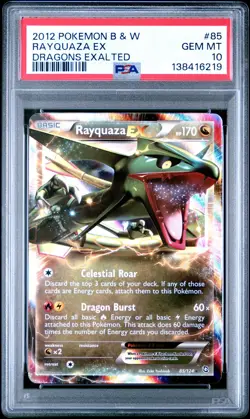 2012 POKEMON B&W DRAGONS EXALTED #85 RAYQUAZA EX PSA 10 - Image 1