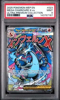 2025 POKEMON MEP ULTRA-PREMIUM COLLECTION #023 MEGA CHARIZARD X EX PSA 9 167 - Image 1
