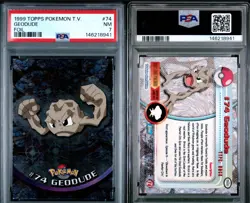 1999 Topps Pokemon TV Geodude Foil #74 PSA 7 NM Vintage - Image 1