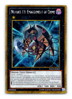 Number 13: Embodiment of Crime - PGLD-EN023 - Gold Secret Rare - Yugioh VLP - Image 1