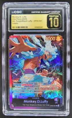 2025 ONE PIECE MONKEY D. LUFFY PURPLE/BLACK OP09-061 CGC 10 PRISTINE A PT - Image 1