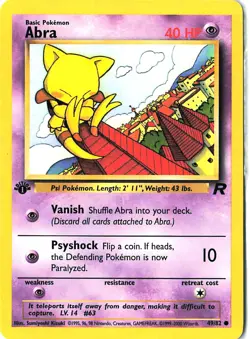 Team Rocket Abra #49/82 Trading Card 2000 Pokemon TCG Ungraded Common Card - Image 1