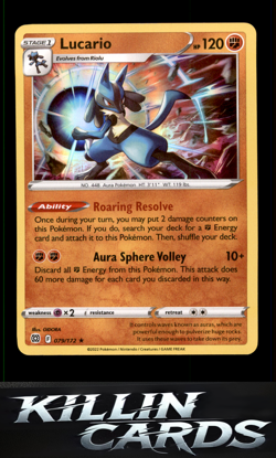 Lucario 079/172 Pokemon Holo Rare SWSH09: Brilliant Stars Card NM - Image 1