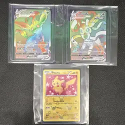 Pokemon Leafeon VMAX Sylveon VMAX Pikachu Eevee Lot 3 Cards Holo Foil English - Image 1