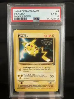 PSA 6 EX-MT Pikachu # 4 WB Movie WOTC Black Star PROMO Pokemon Card - Image 1
