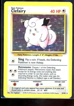 Clefairy 5/102 Pokemon TCG Base Set Holo [NM-] Vintage 1999 Card - A8 - Image 1