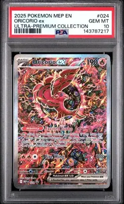 2025 POKEMON MEP EN-ME BLACK STAR PROMO 024 ORICORIO ex ULTRA-PREMIUM PSA 10 217 - Image 1