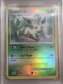 Leafeon 24/100 Reverse Holo Platinum Stamp Majestic Dawn Pokemon 2008 PSA 5 - Image 3
